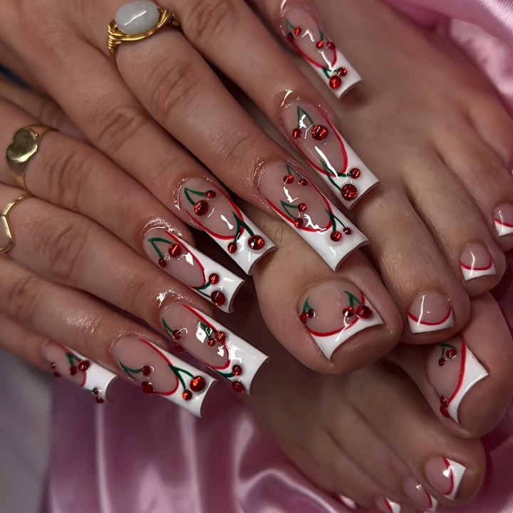Decorative Cherry-Themed Press-On Nails Kalsten