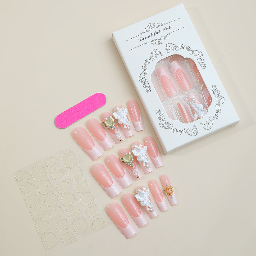 Decorative Press-On Nail Set with 3D Accents kalsten