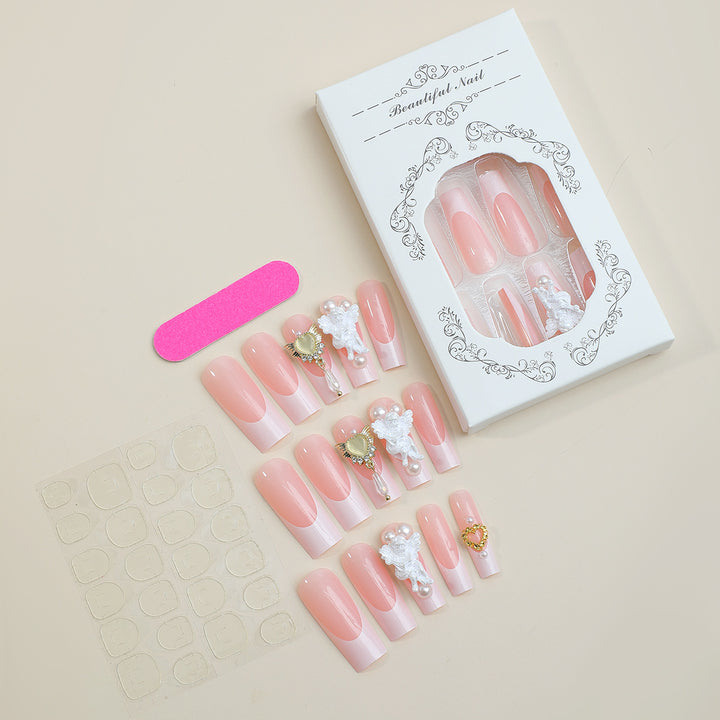 Decorative Press-On Nail Set with 3D Accents kalsten