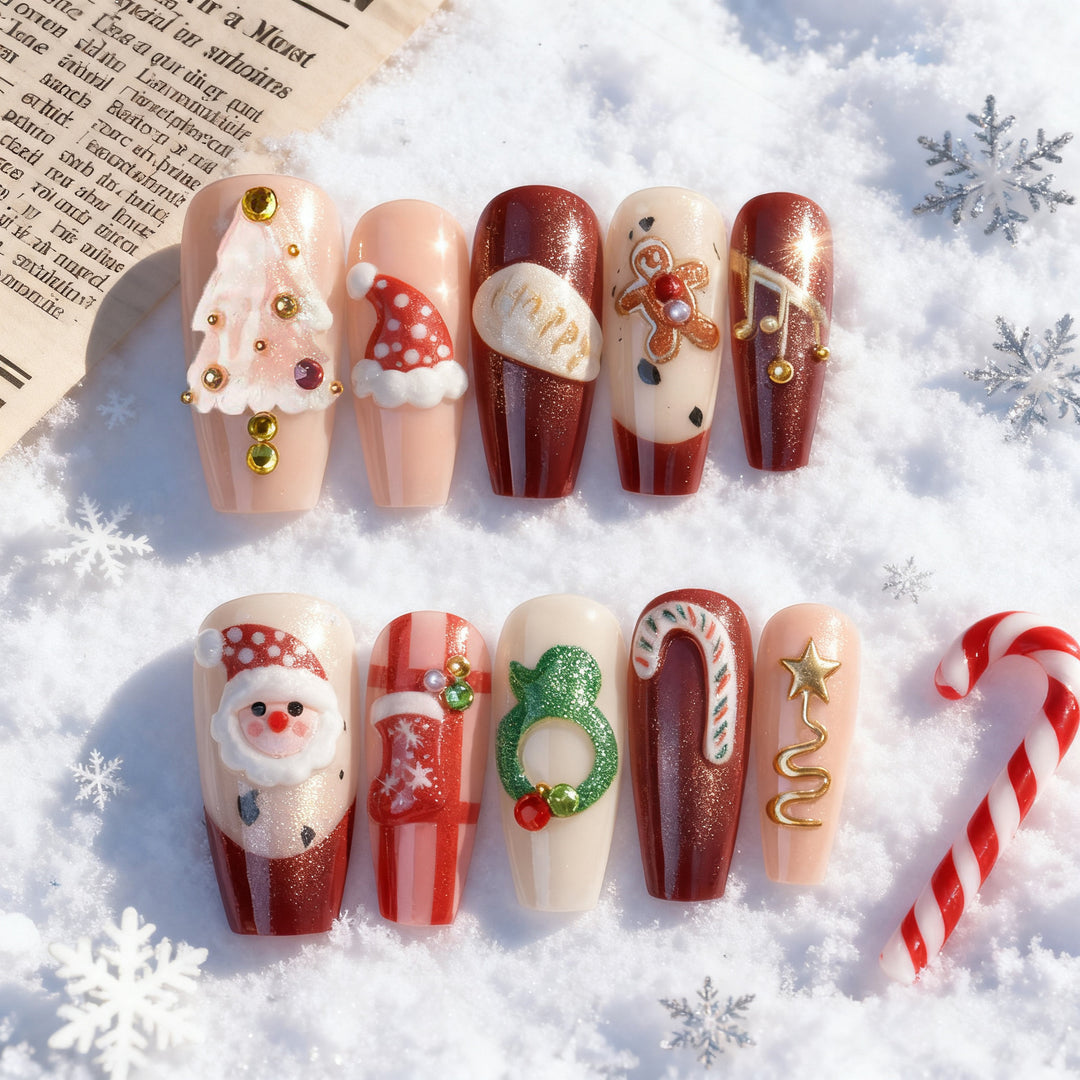 Holiday-Themed Decorative Press-On Nails Kalsten
