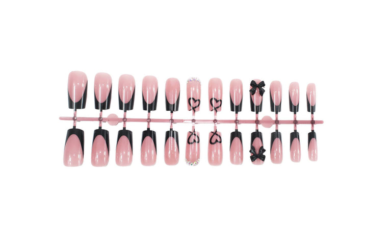 Artificials Nails Set with Elegant Bow and Heart Designs Kalsten