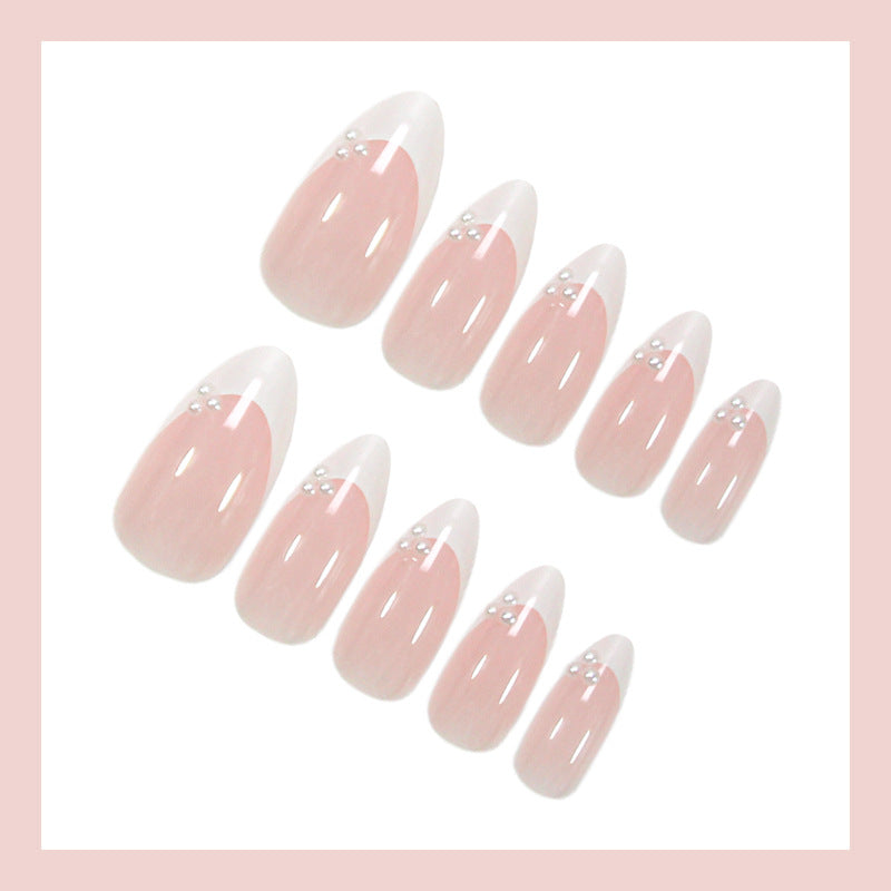 Artificial Nails Set with Elegant French-Tip Design and Glamorous Details Kalsten