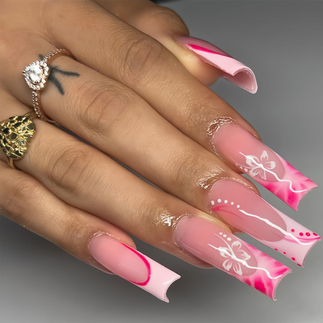 Artistic Floral Stiletto Press-On Nails Kalsten