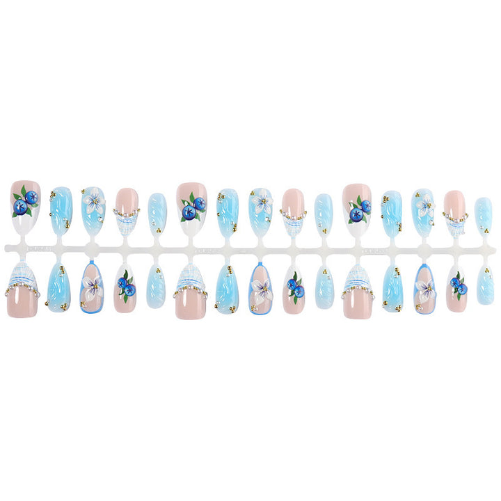 Artificial nail set with floral accents and sparkling details Kalsten