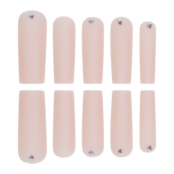 Long Matte Square Press-On Nails with Rhinestone Accents Kalsten