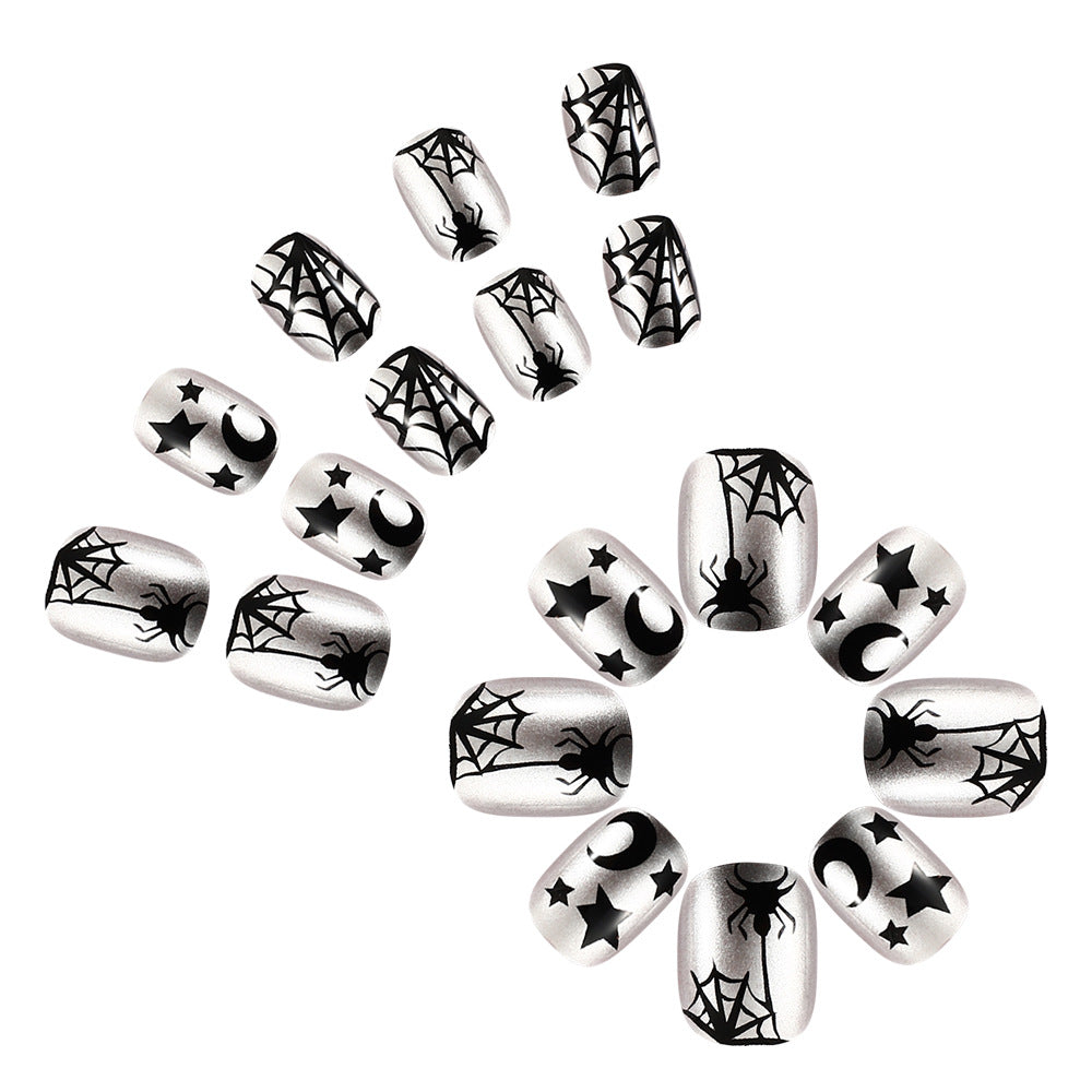 Spiderweb-Themed Press-On Nail Art Set Kalsten