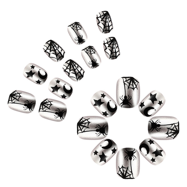 Spiderweb-Themed Press-On Nail Art Set Kalsten