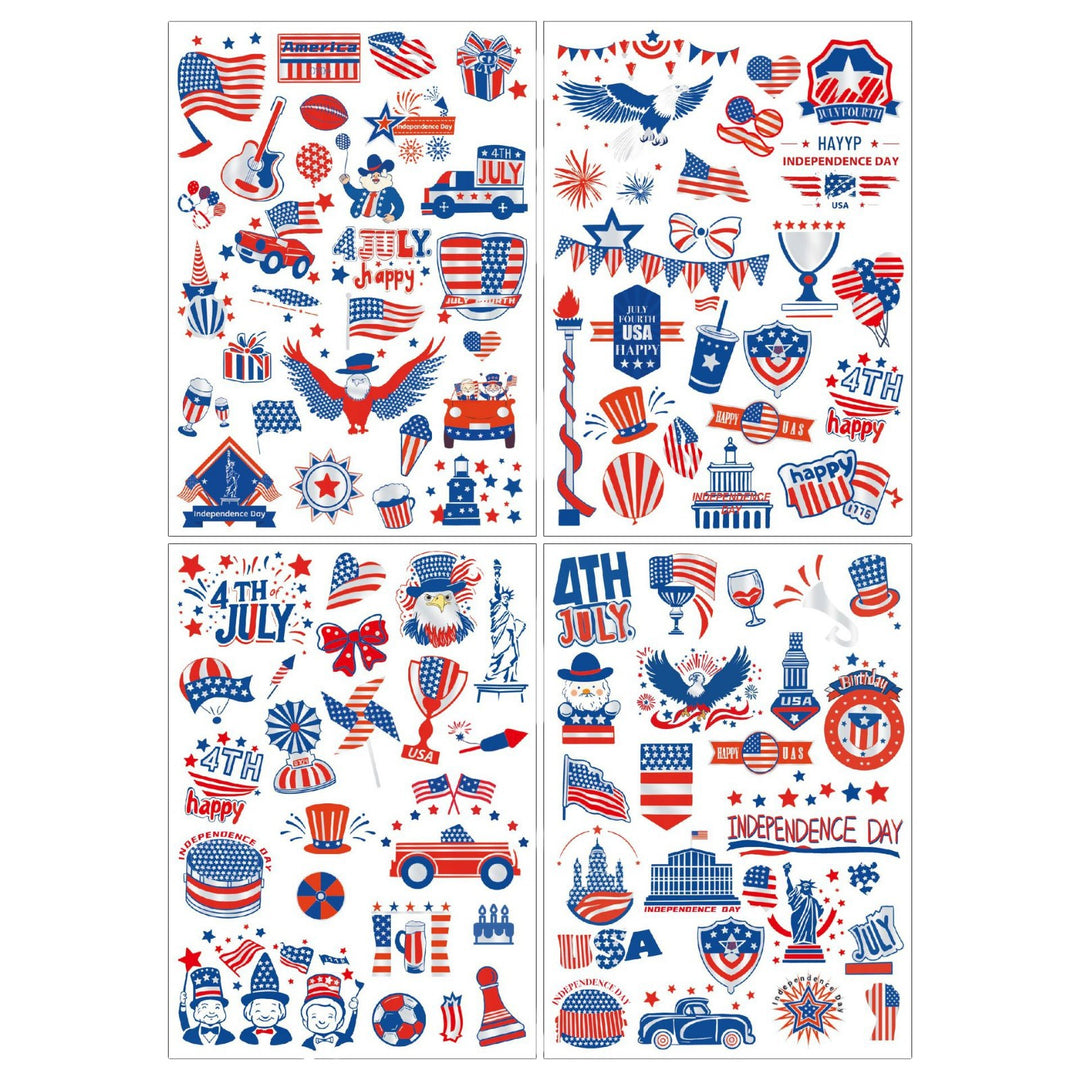Women's Independence Day patriotic temporary tattoo sheet collection with waterproof skin-safe decals Kalsten