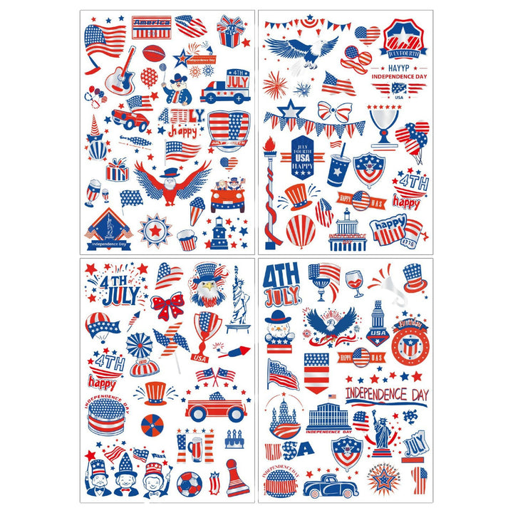 Women's Independence Day patriotic temporary tattoo sheet collection with waterproof skin-safe decals Kalsten