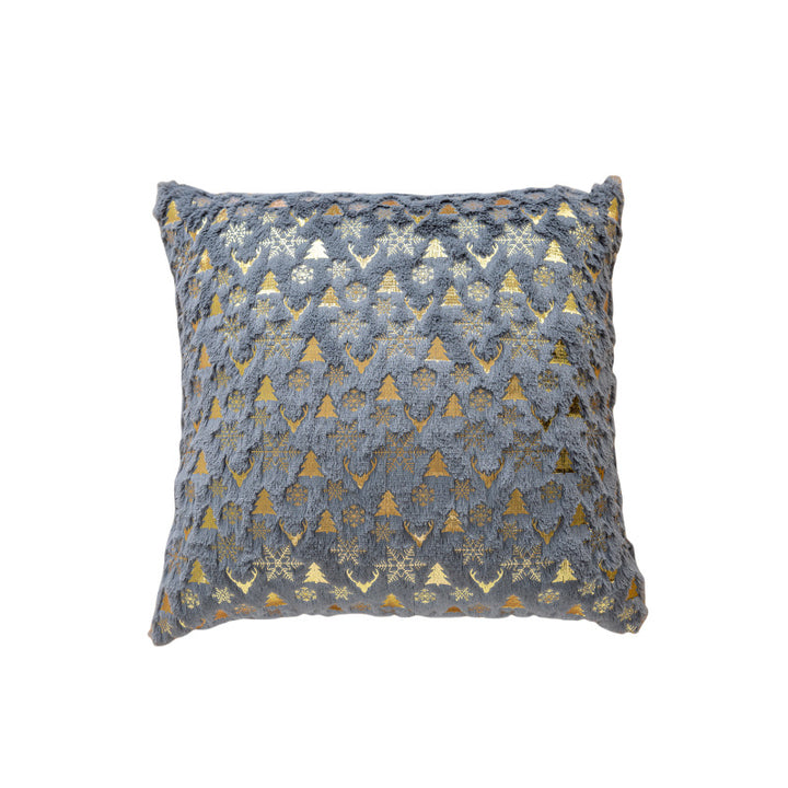 Decorative Plush Velvet Holiday Throw Pillow Cover with Gold Foil Motif