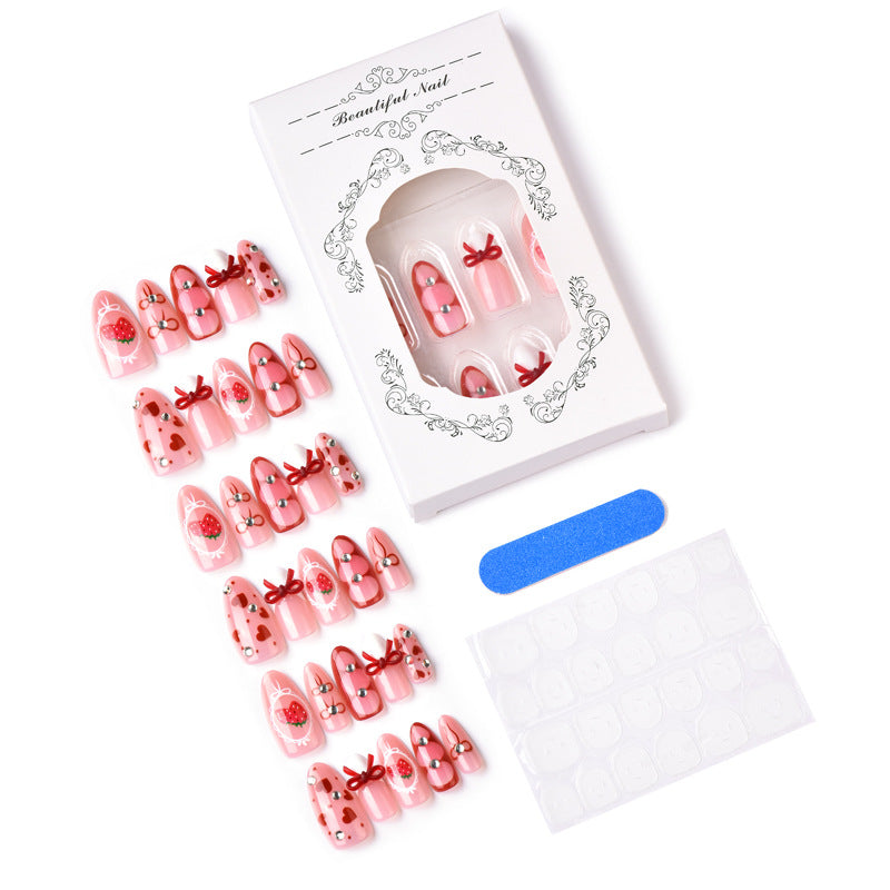 Cute Strawberry-Themed Press-On Nail Art Set Kalsten