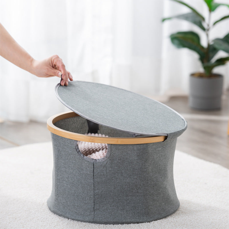 Storage basket with sturdy bamboo lid Kalsten