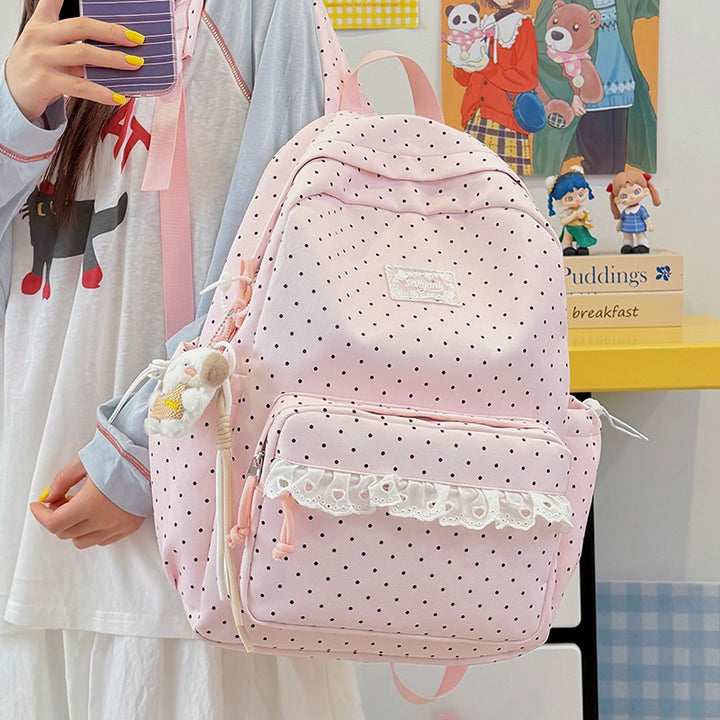 Playful Polka Dot Printed Backpack Kalsten