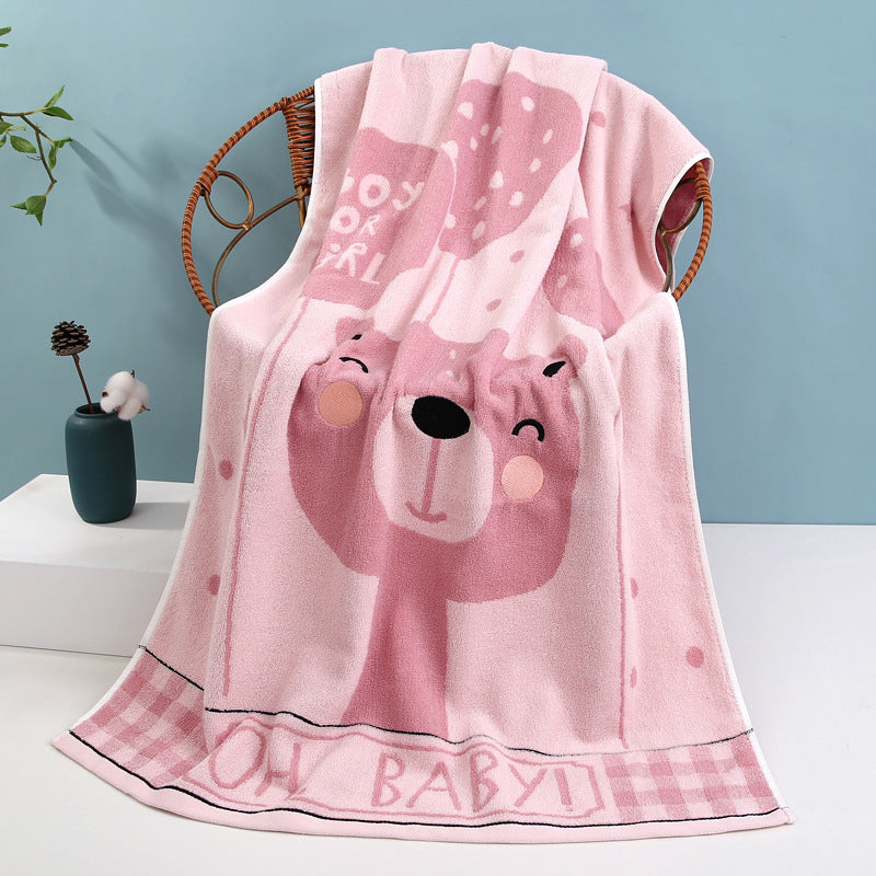 Cozy Terry Bath Towel With Cute Bear Motif Kalsten