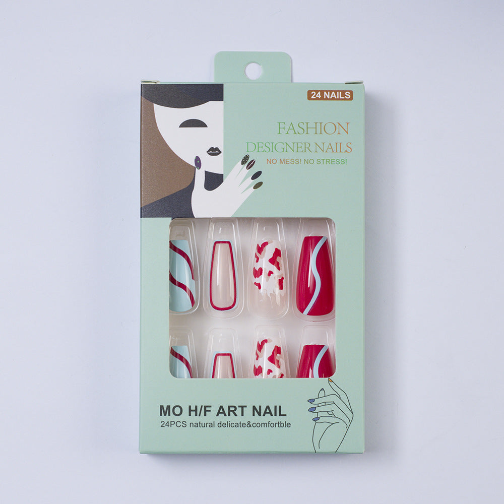 Artificial nails with creative heart pattern and elegant wave design Kalsten