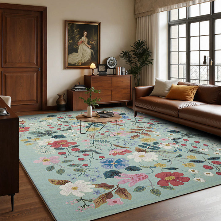 Premium Floral Embroidered Area Rug
