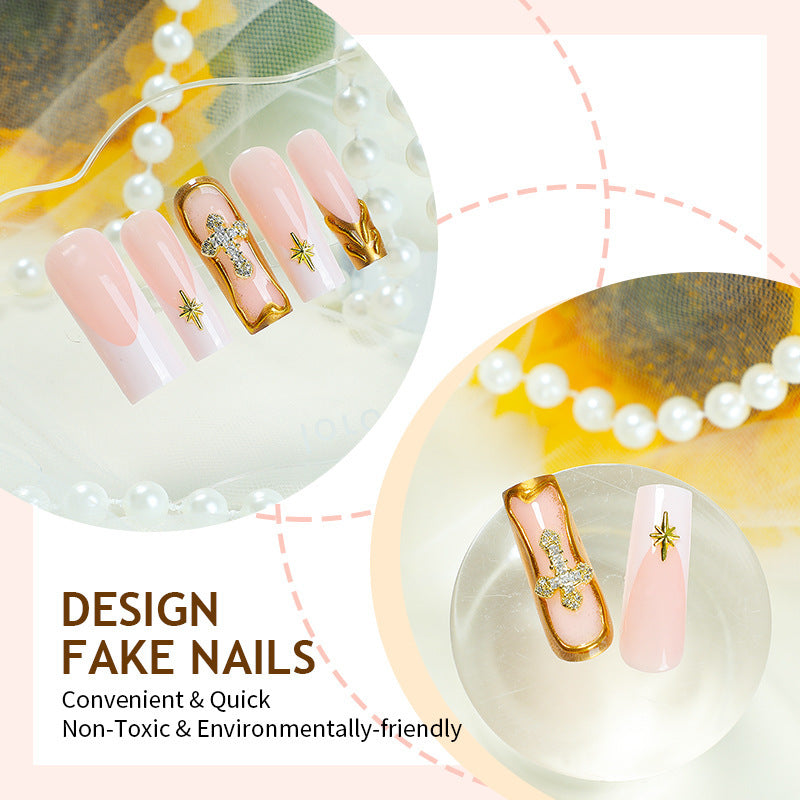 Artificial nail set with romantic flower and glitter accents Kalsten