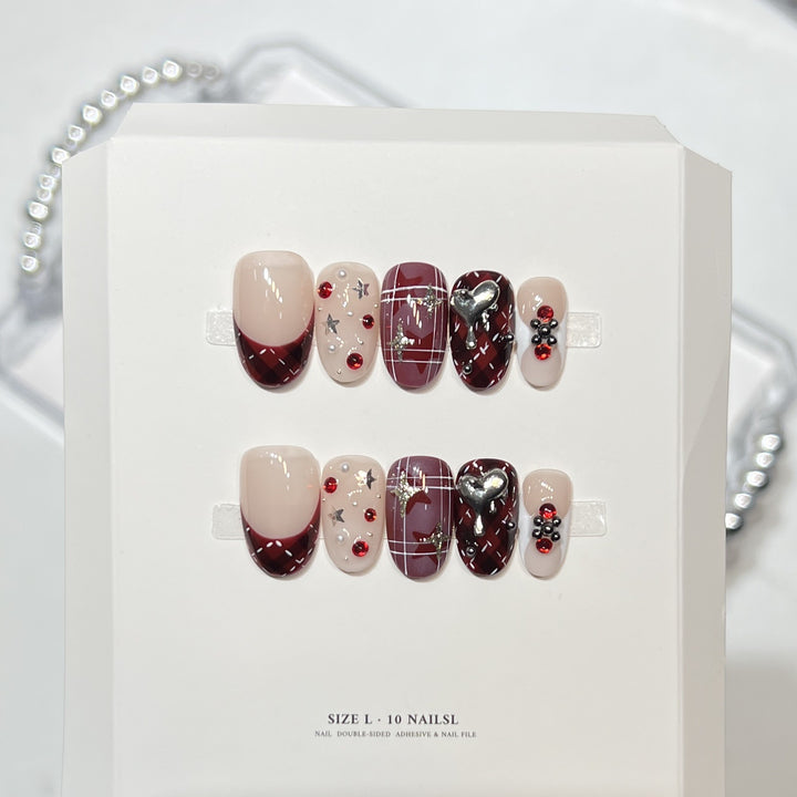 Artistic Press-On Nail Set with Charming Designs Kalsten