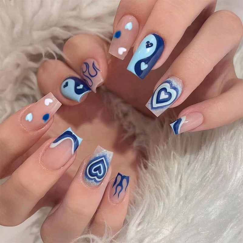 Artful Nail Art with Hearts and Geometric Patterns Kalsten