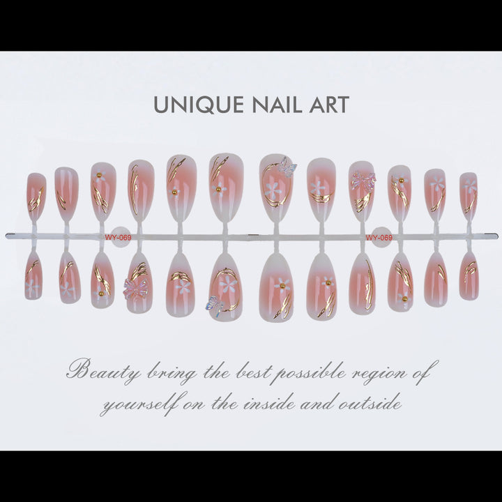 Elegant Floral-Themed Press-On Nail Art Kit Kalsten