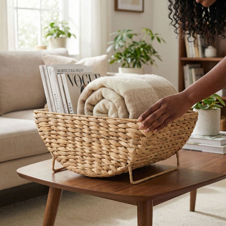 Decorative basket for storing blankets and magazines Kalsten