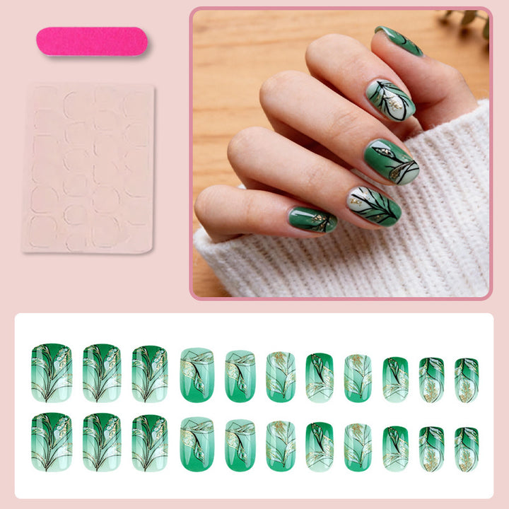 Art nail set with elegant plant motifs Kalsten