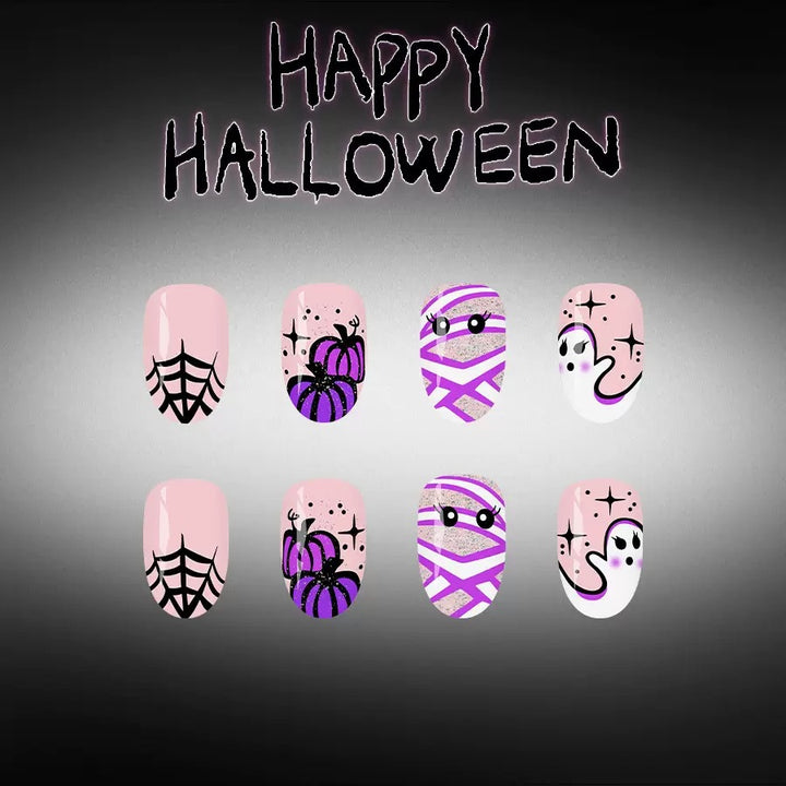 Artificial Nail Set with Creepy Halloween Designs Kalsten