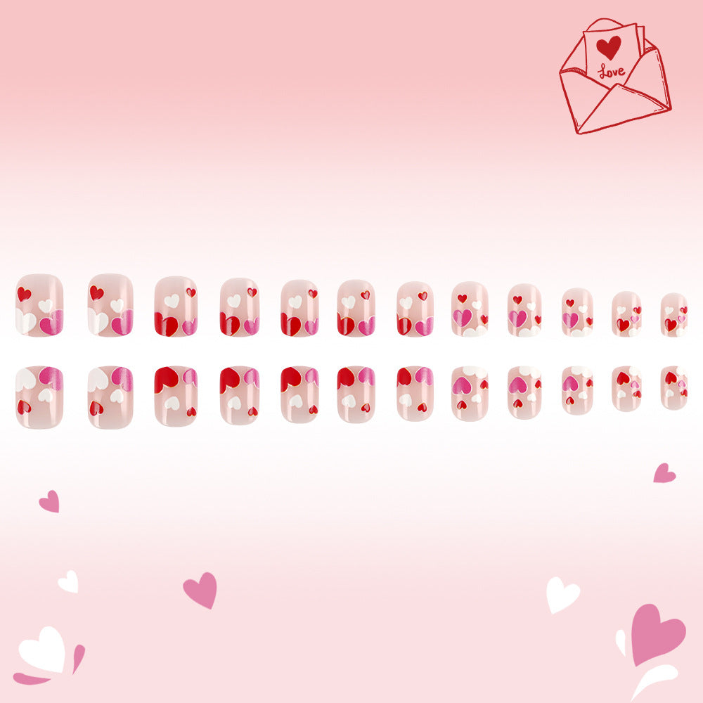 Heart-Decorated Press-On Nail Art Kalsten
