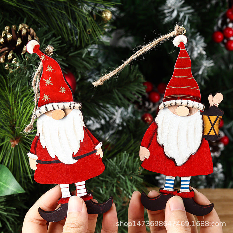 Decorative Wooden Santa Gnome Ornament