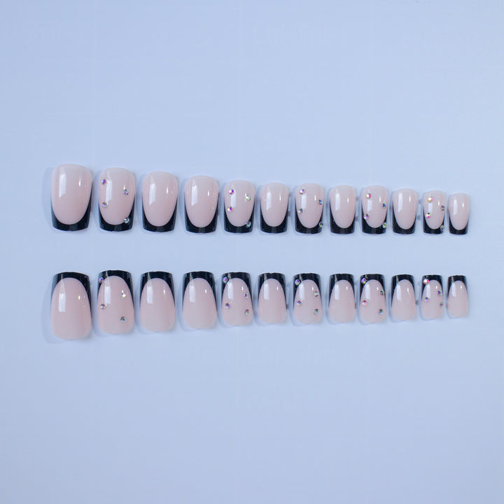 Elegant Nail Art Design Set with Rhinestone Accents