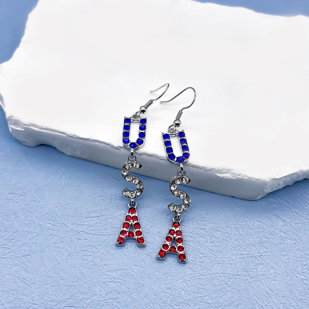 Women's nan long patriotic mesh tassel dangle earrings Kalsten