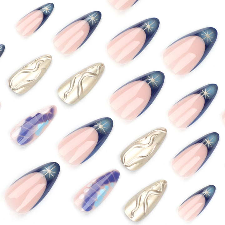 Artful stiletto nails with glitter and extraordinary design Kalsten