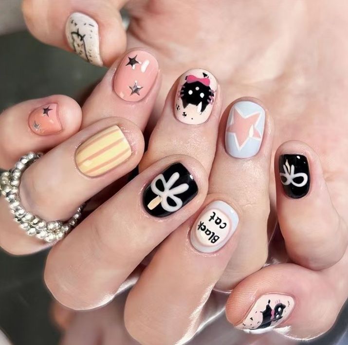 Artificial nails with elegant ombre effect and glitter coating Kalsten