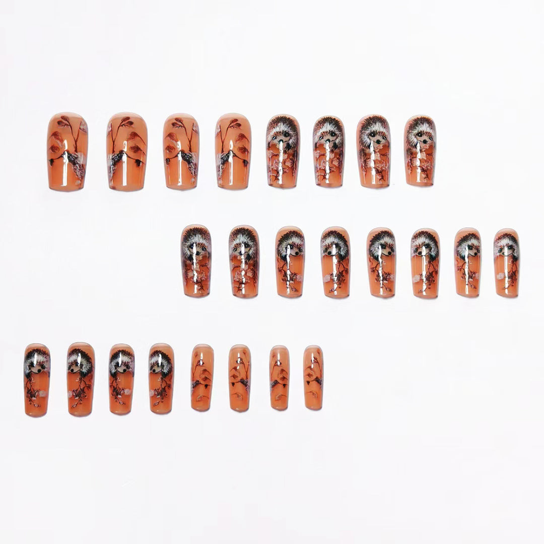 Artificial nails with cute hedgehog design Kalsten