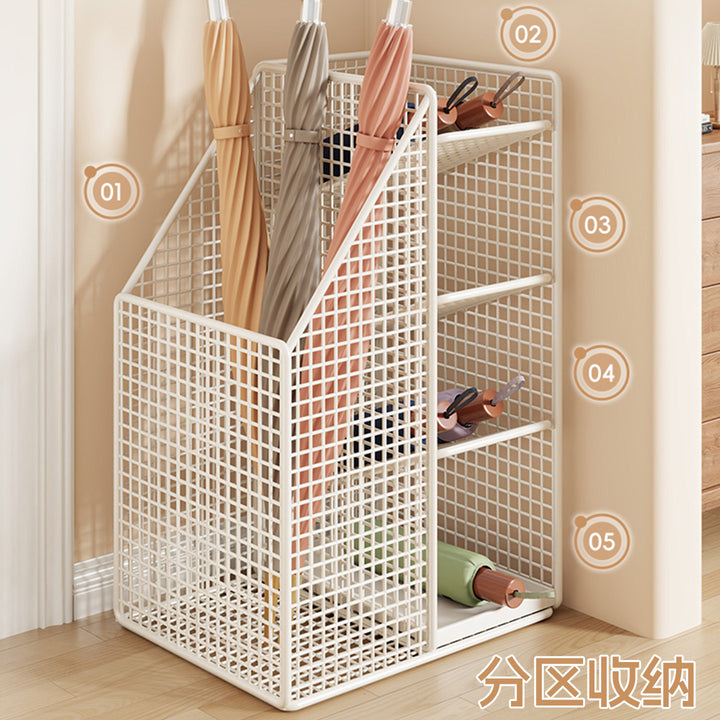 Vertical Metal Mesh File and Magazine Organizer with Angled Divider and Wooden Base