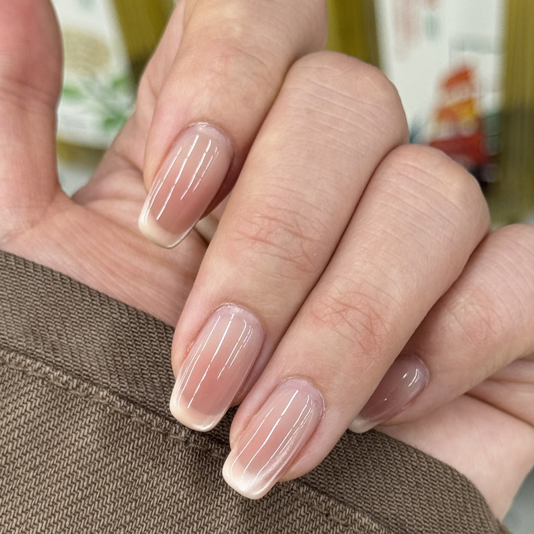 Elegant Glossy French Tip Press-On Nails Kalsten