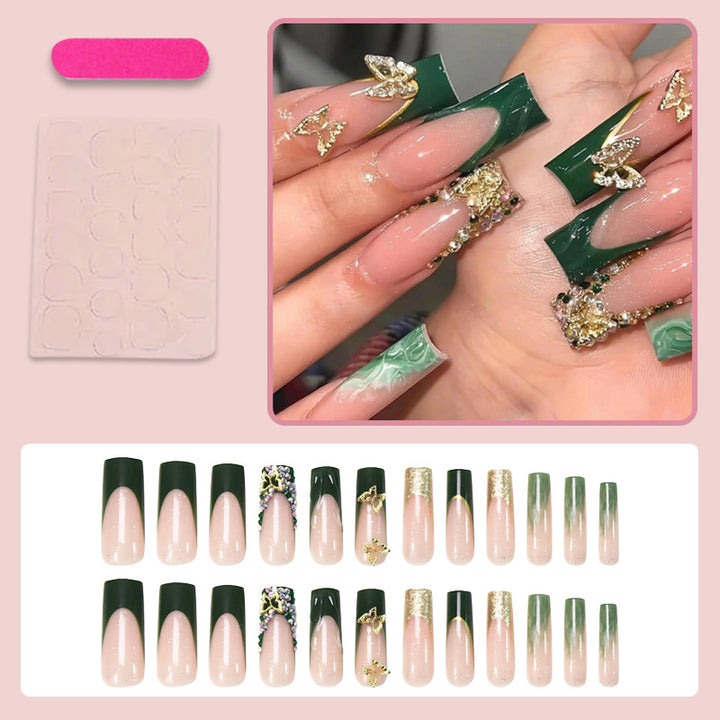 Art nail set with glittering accents and floral design Kalsten