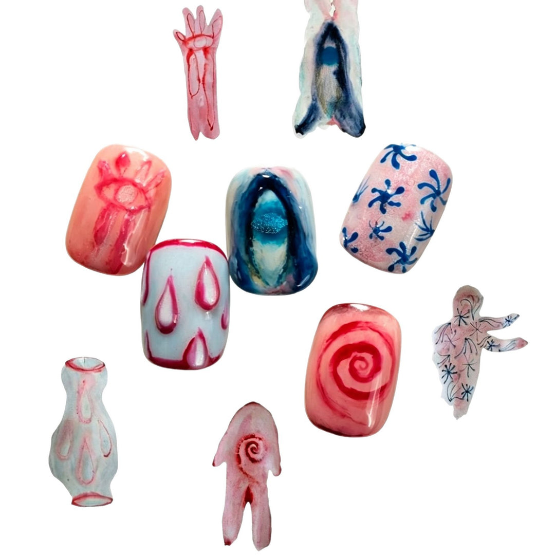 Artistic Press-On Nail Set with Inspirational Designs Kalsten