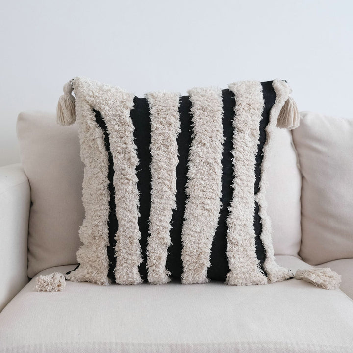 Textured Fringe Accent Cushion for Home Decor