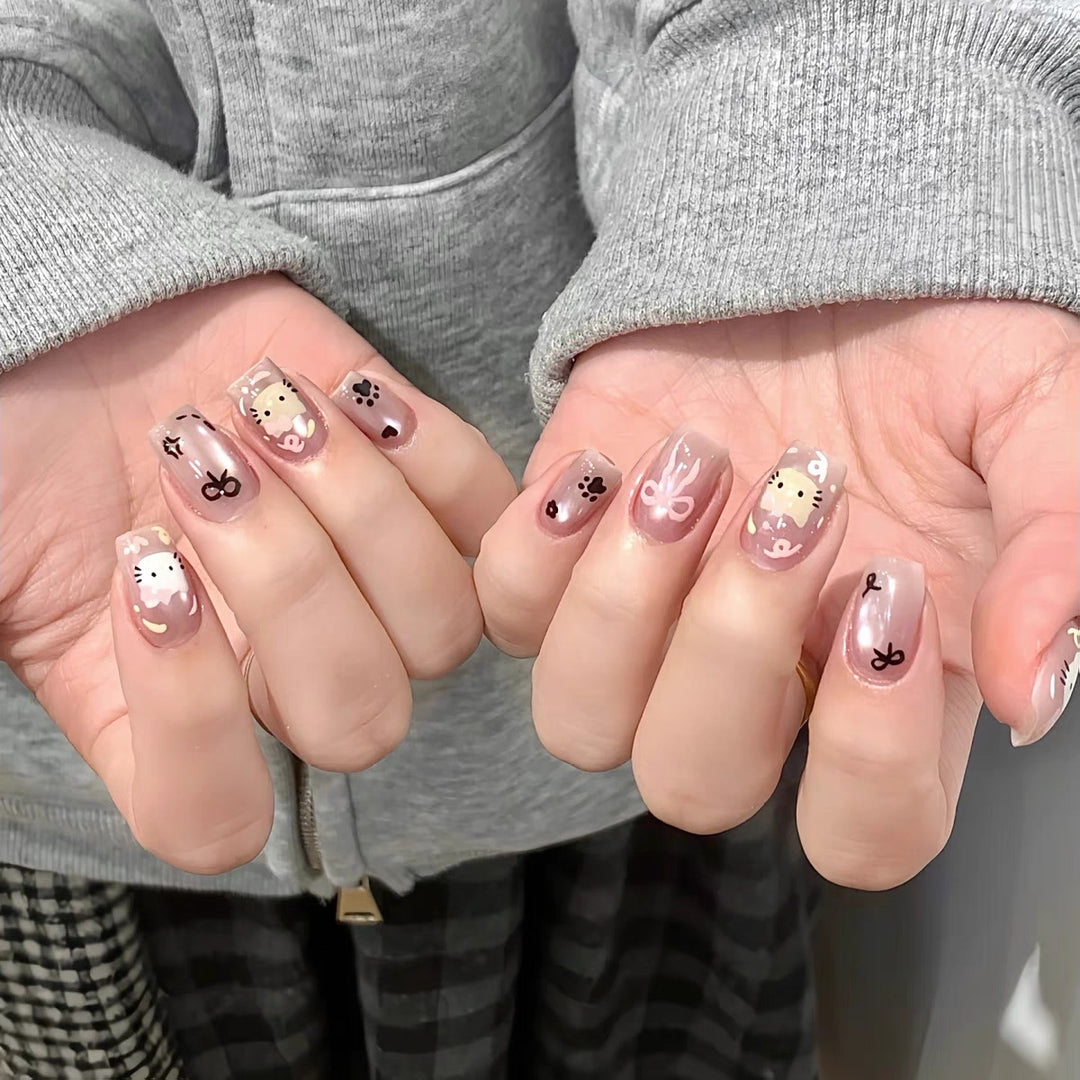 Cute Bunny-Themed Press-On Nail Art Set Kalsten