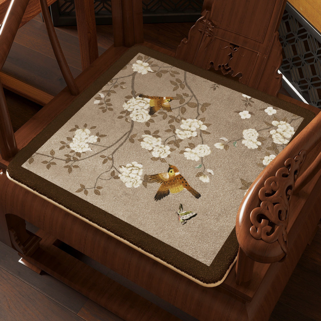 Ornate Birds-Themed Chair Cushion Kalsten
