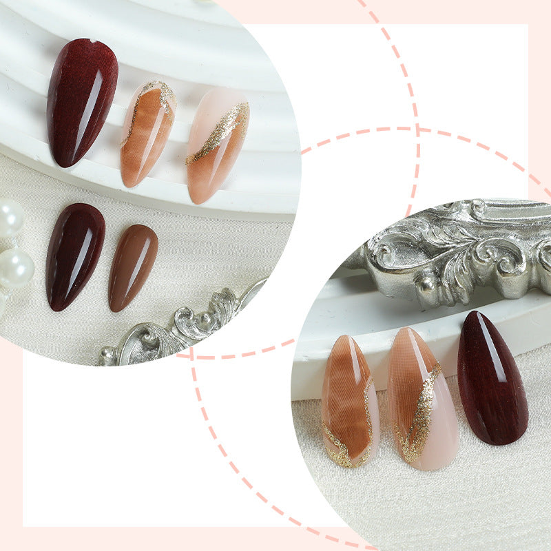 Press-On Nail Art Set with Elegant Marble and Glitter Accents Kalsten