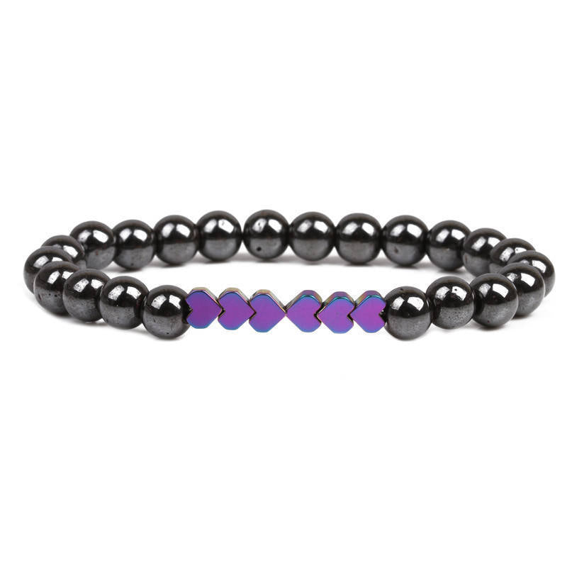 Natural Stone Beaded Bracelet with Heart Accents Kalsten