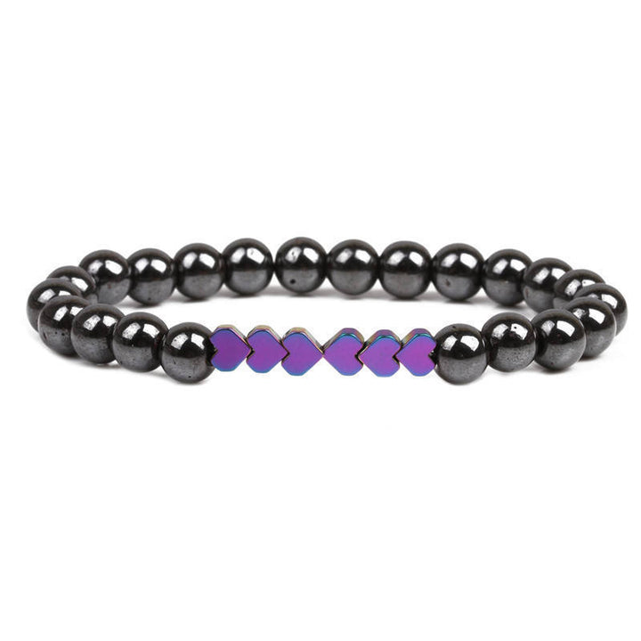 Natural Stone Beaded Bracelet with Heart Accents Kalsten