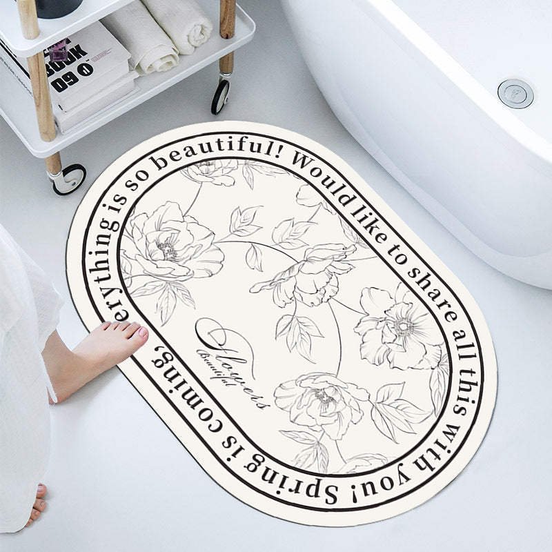 Floral-Themed Bathroom Mat