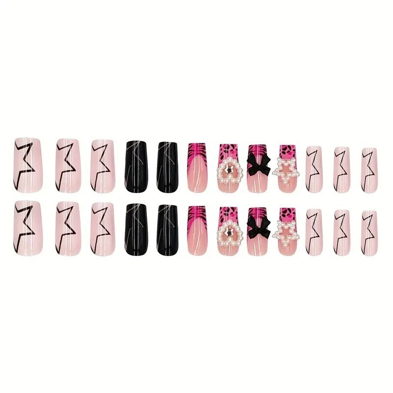 Decorative Press-On Nail Art with Pearl Accents Kalsten