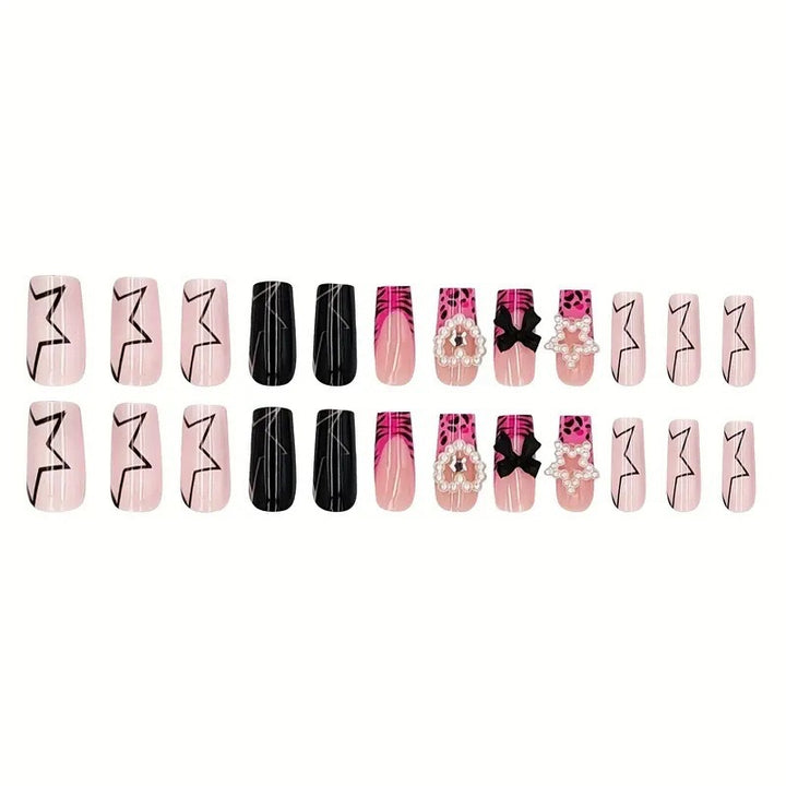 Decorative Press-On Nail Art with Pearl Accents Kalsten
