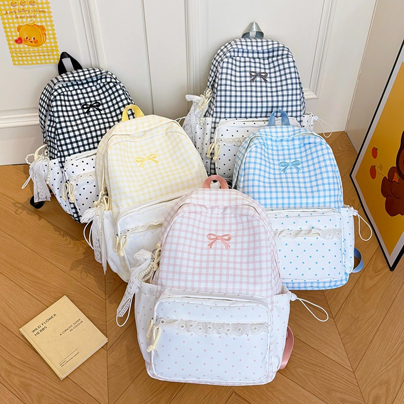Playful Gingham Print School Backpack Kalsten