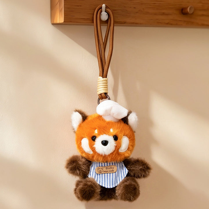 Plush Calico Cat Strawberry Mini Bag Charm Keychain with Soft Rope Loop & Metal Clip Kalsten