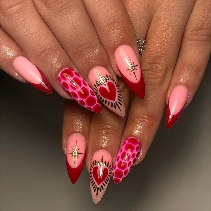 Heart-Themed Decorative Press-On Nails Kalsten